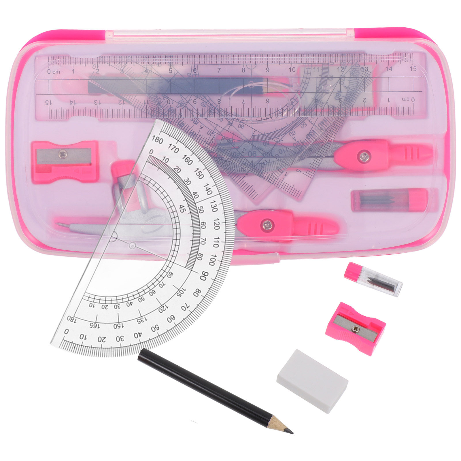 Math Geometry Set With Compass - 1 Set di strumenti geometrici: goniometro,